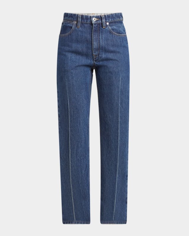 High-Rise Crease-Line Slim-Leg Jeans